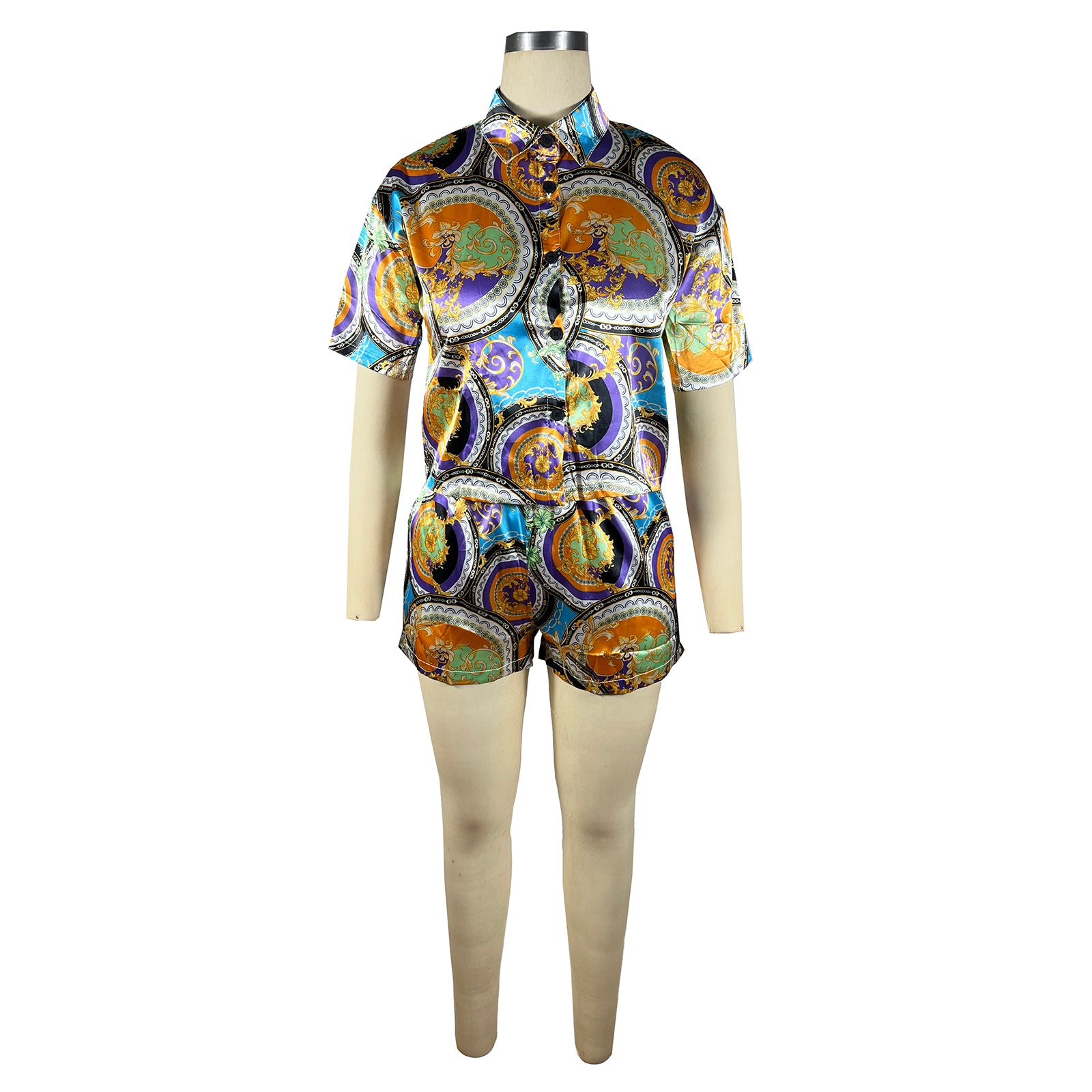 Women'S Clothes Printed Short Sleeve Shirt Shorts Set Two Piece Set 25