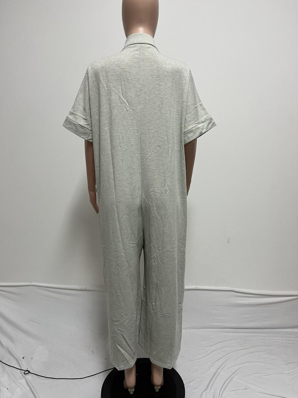 Women White Loose Short Sleeve Jumpsuit 3