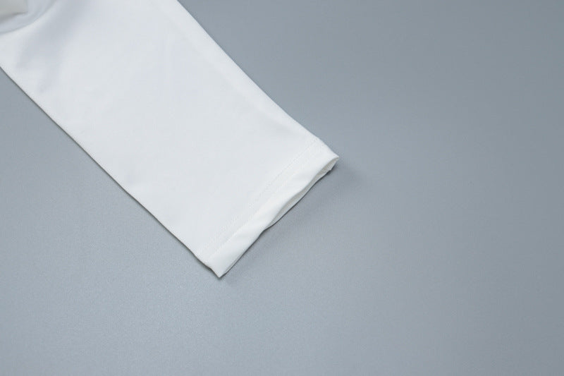 Women autumn sexy long-sleeved v-neck Top and high-waist slit Skirt two-piece set 16