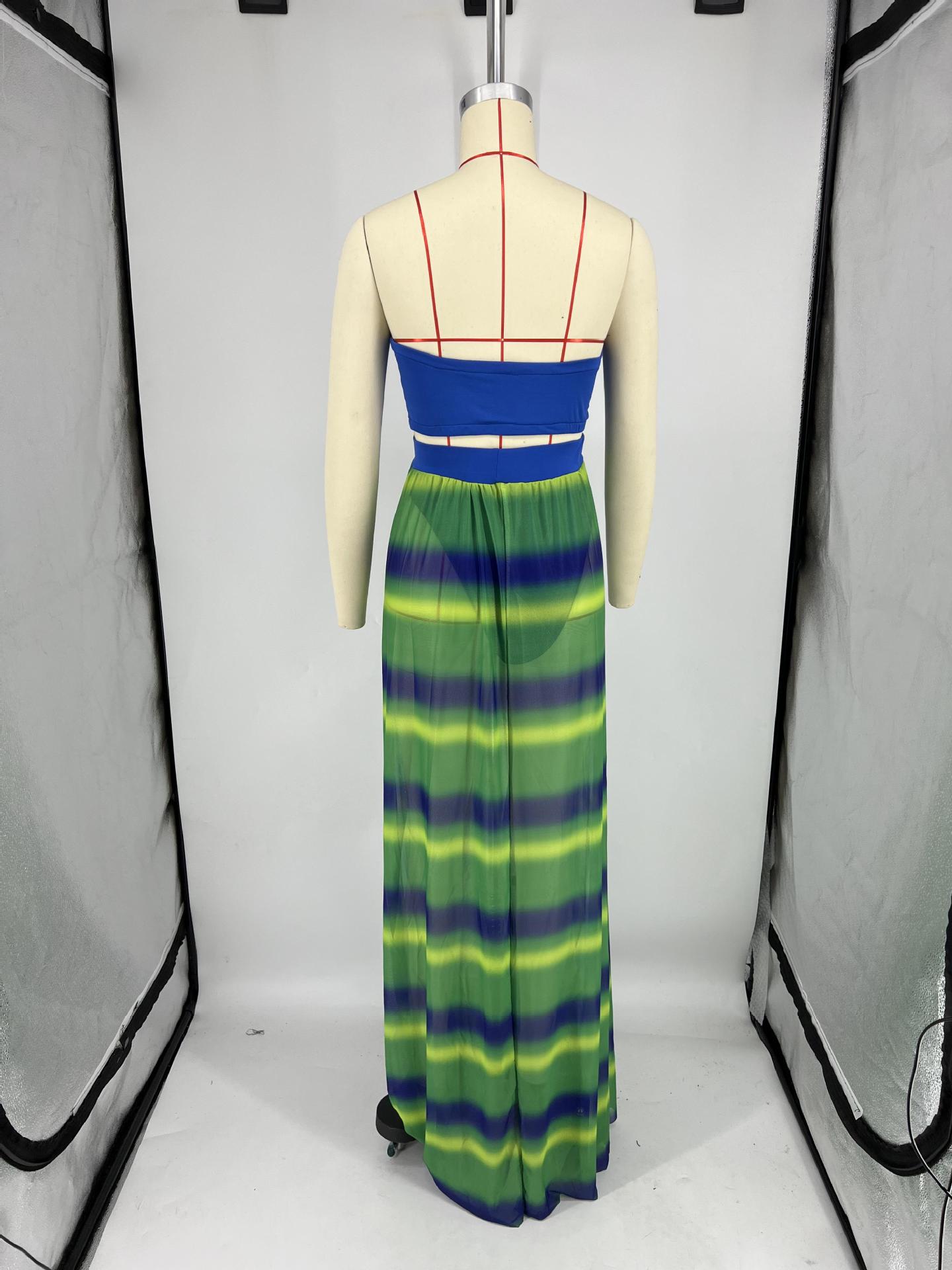 Women's mesh bandeau top + maxi skirt set 14