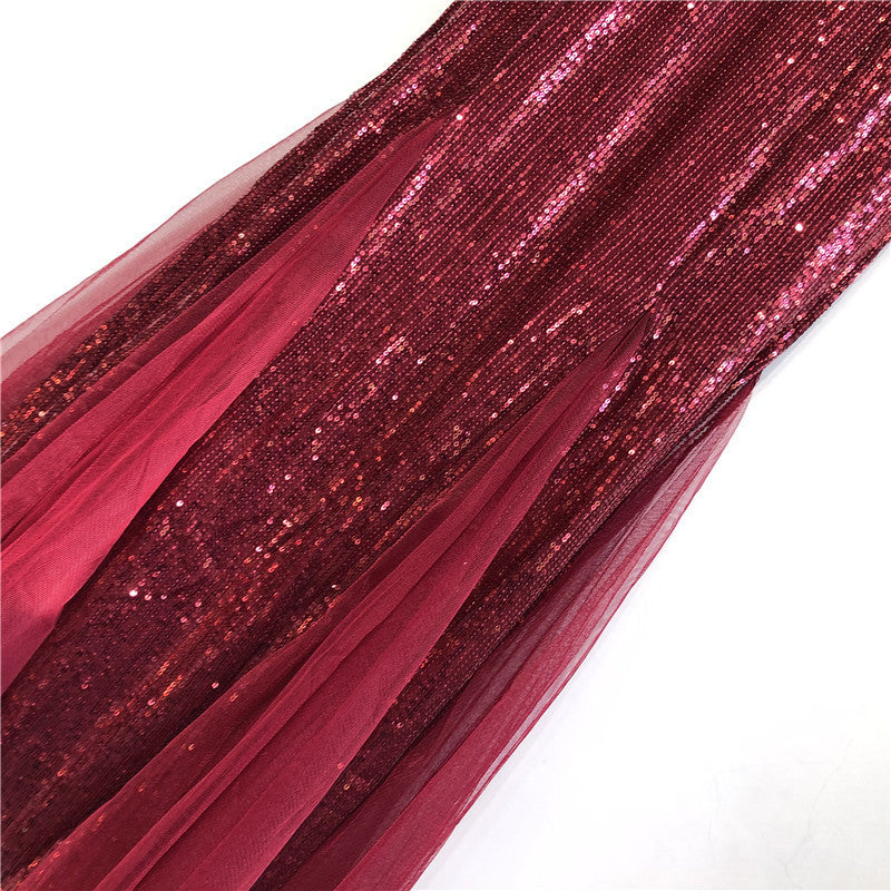 Women Sequin Red Sexy Mermaid Formal Party Evening Dress 14