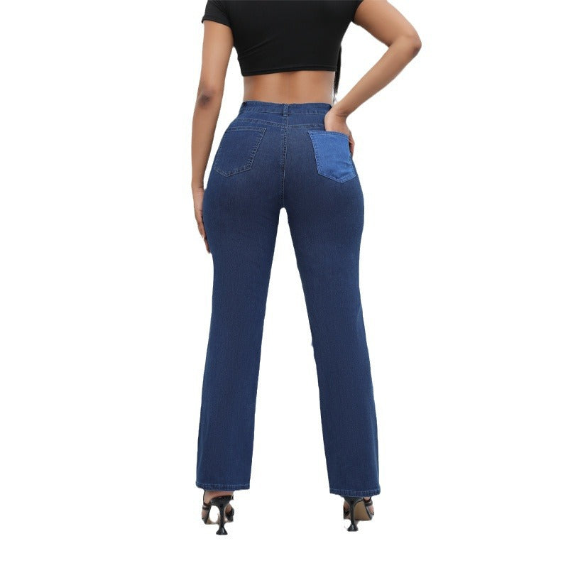 Plus Size Women's Autumn Straight High Waist Denim Pants For Women 7