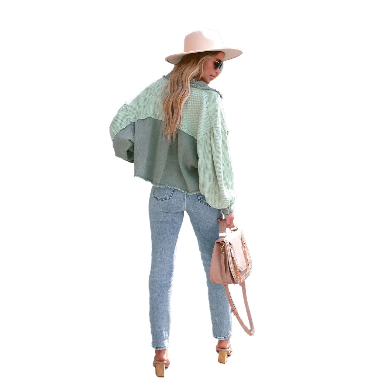 Autumn Winter Waffle Patchwork Casual Fashion Jacket 32