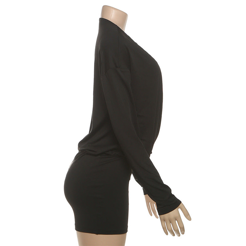 Autumn Outfit Sexy Fashion Deep V-Neck Long Sleeve Bodycon Dress 7