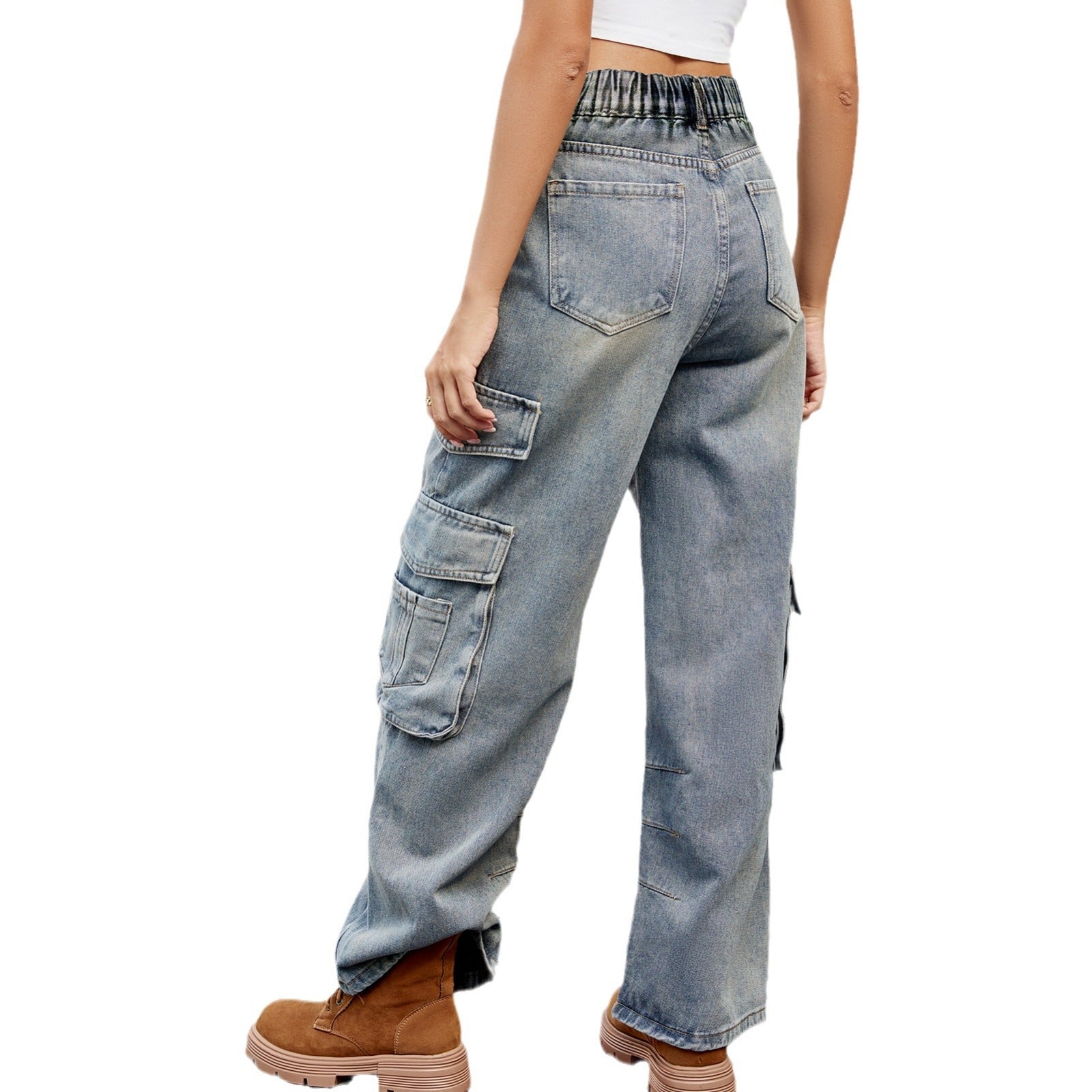 Women's Summer Loose Denim Cargo Pants 5