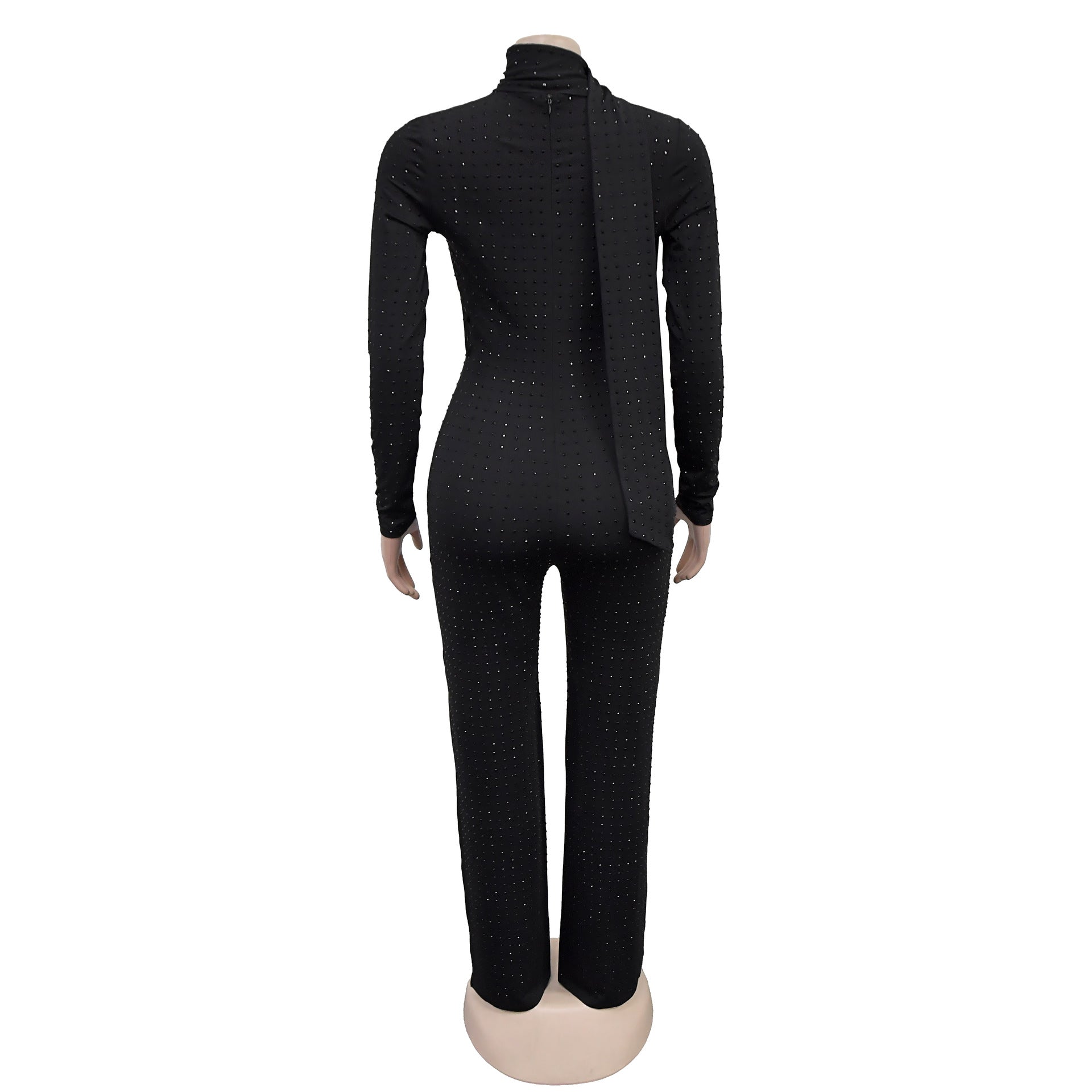 Women Sexy V-neck Long Sleeve Beaded Jumpsuit 7