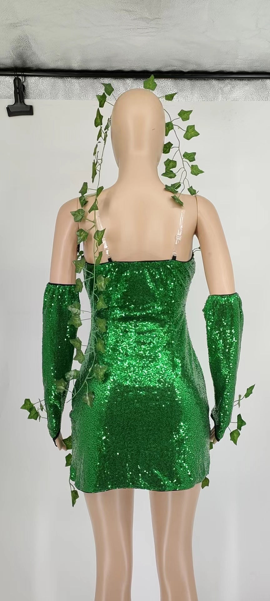 Cosplayer Sequin Green Dress with Gloves 10
