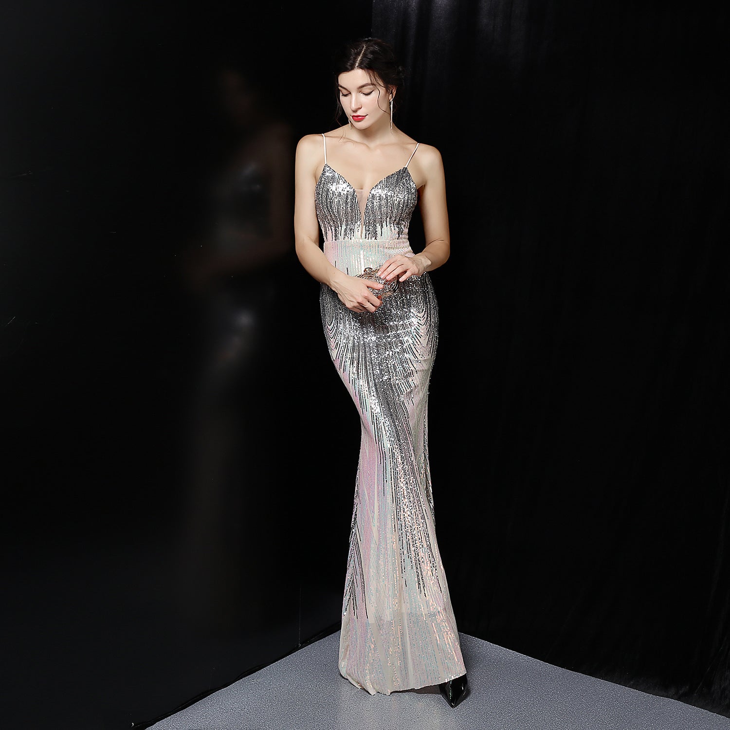 Summer Sheer Sequin Strap Mermaid Evening Dress 10