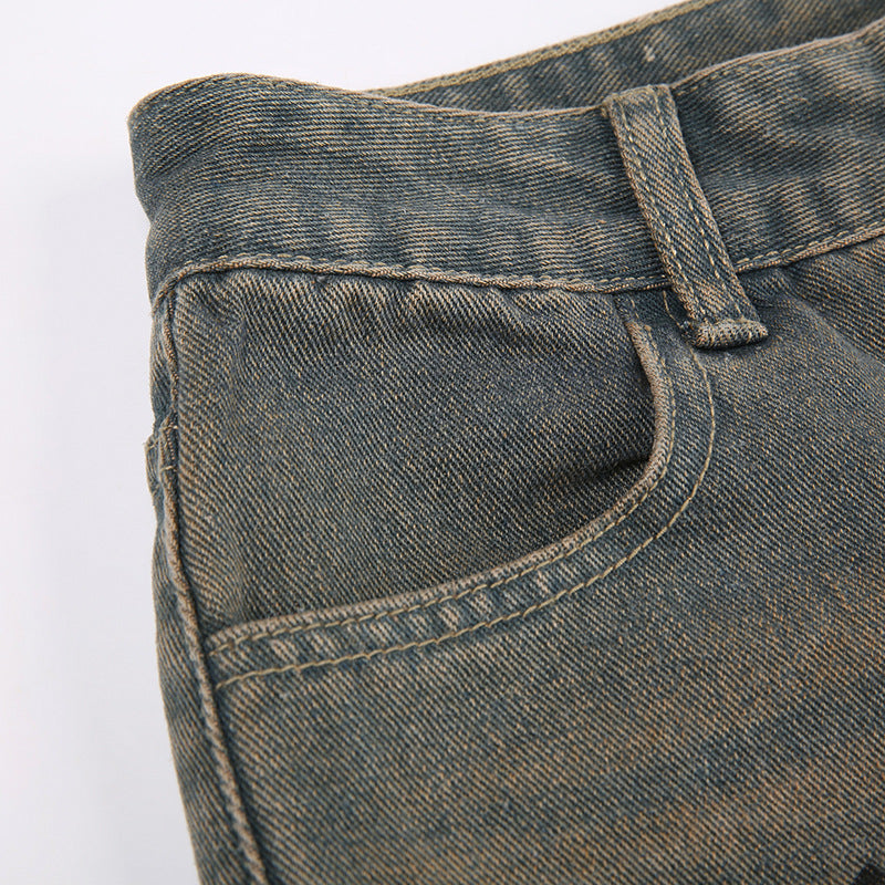 Women Loose Printed Denim Wide Leg Pants 15