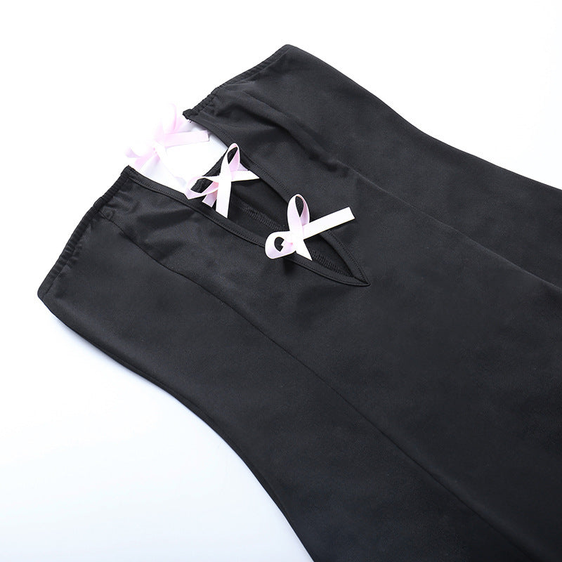 Chic bow hollow Strapless sexy slim party Bodycon dress 6