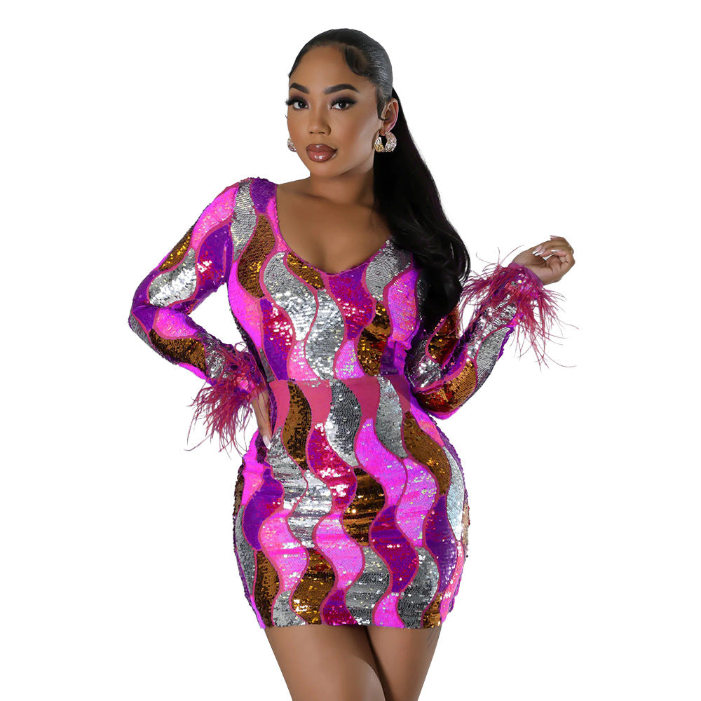 Stylish Sequin Sexy Bodycon Women Party Dress 12