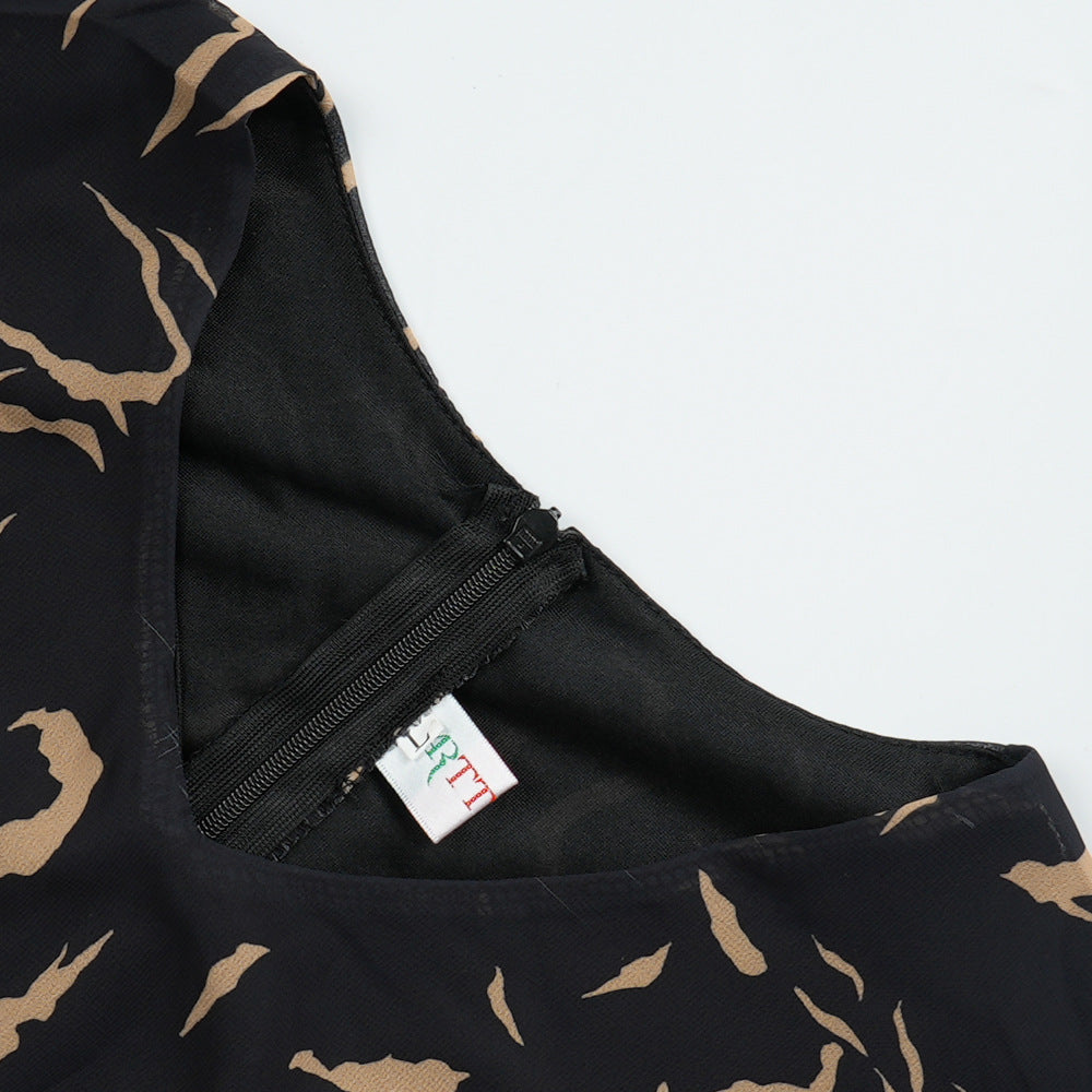 Plus Size African Women Long Sleeve Elegant Print Chiffon Maxi Dress 13