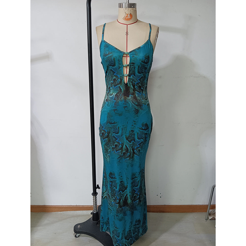 Summer sexy Chic print Slim Waist Casual Beach Holidays long dress 4