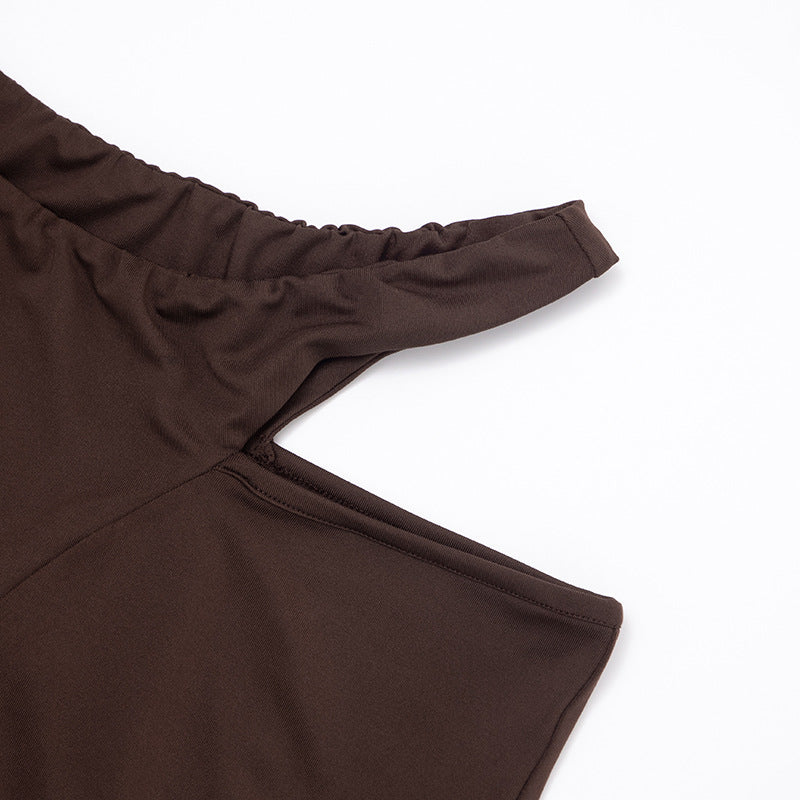 Women's Autumn Off-Shoulder Crop Top & High-Waist Hollow Out Pants Set 17