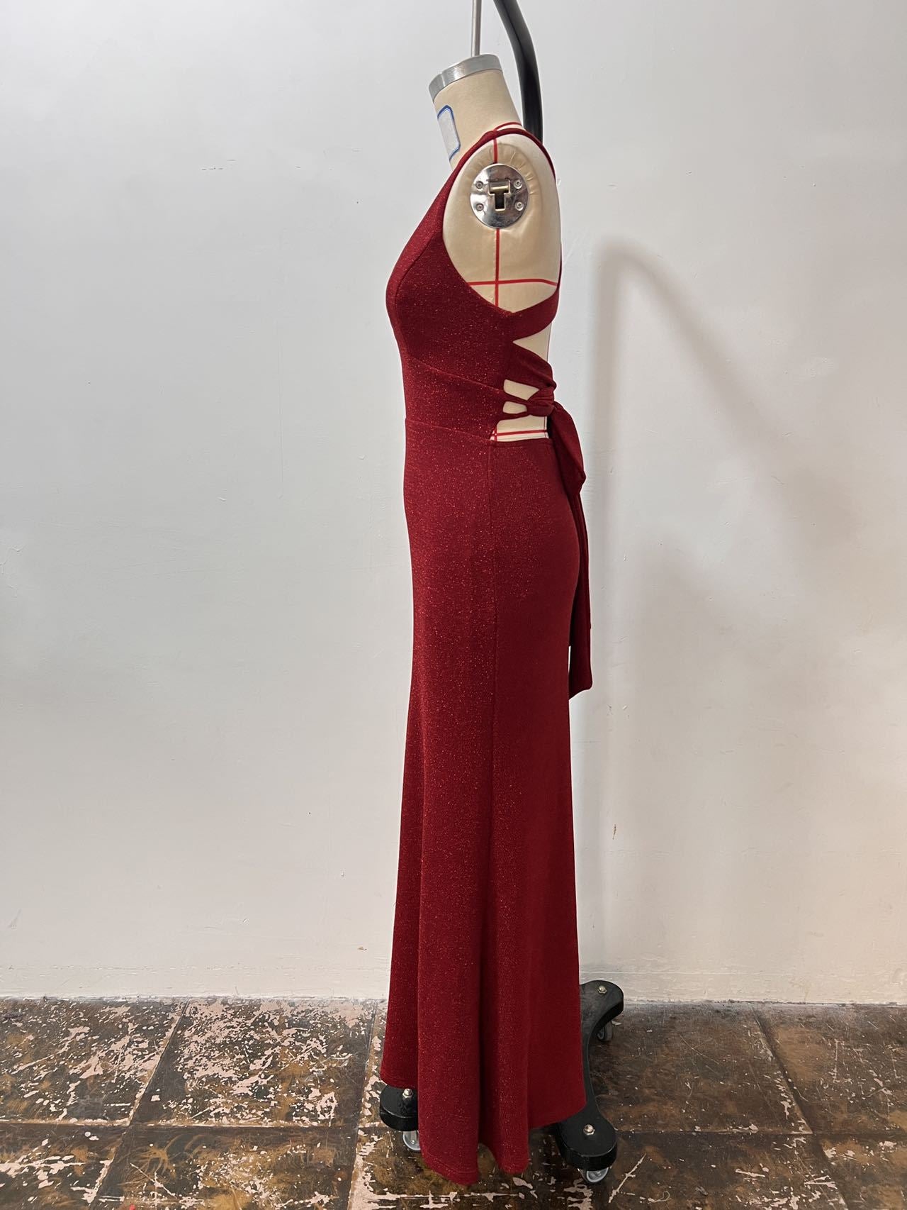 Women Sexy Backless Lace-Up Dress 10