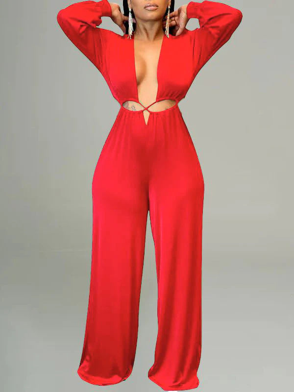 Feminine Solid Color Women's Long Sleeve Jumpsuit 4