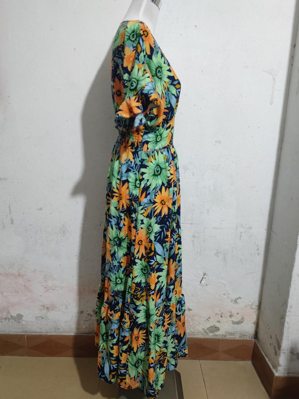 Women ruffled Bat Sleeves V-neck Bohemian beach Holidays dress 9