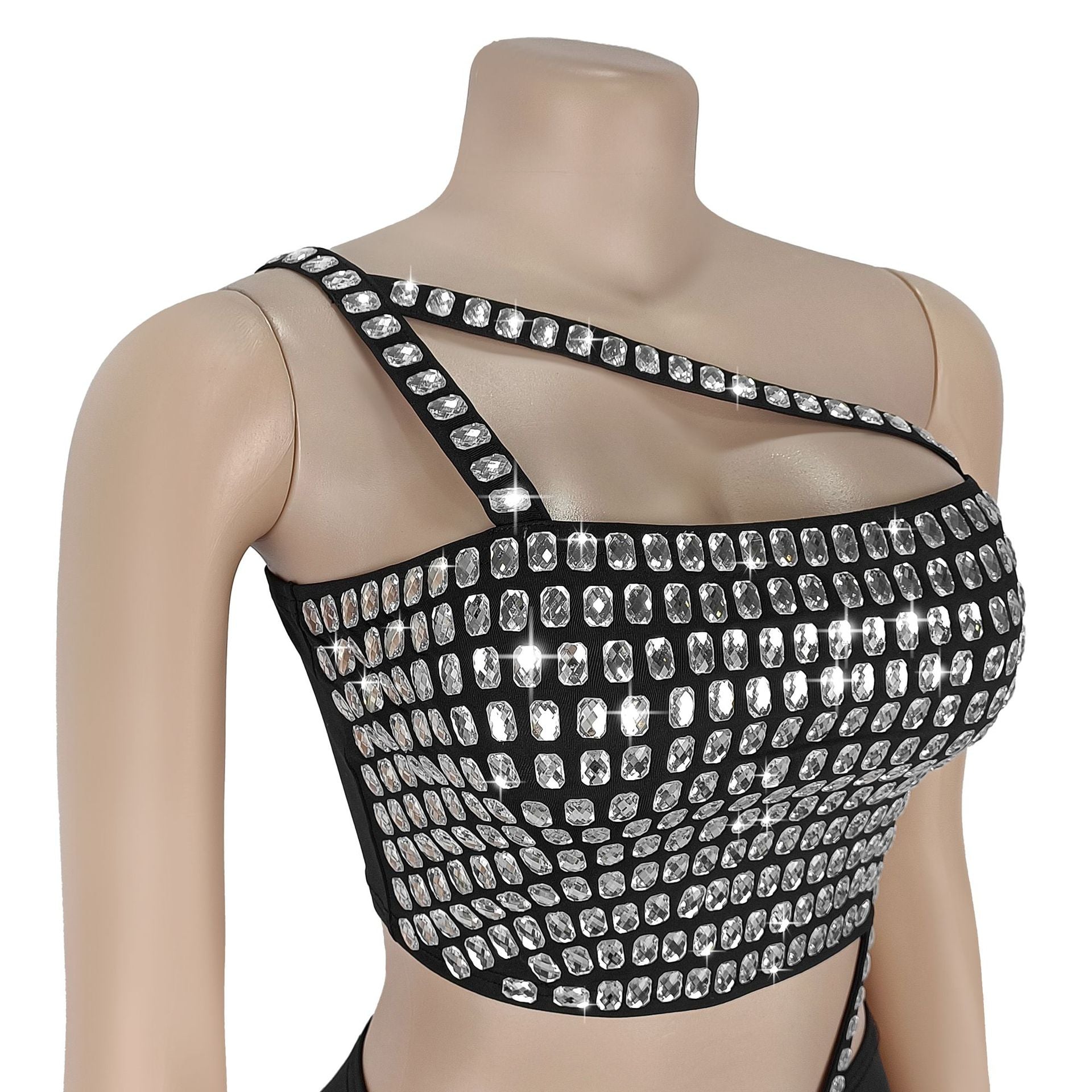 Women Diamond Strapless Top and Skirt Two-Piece Set 6