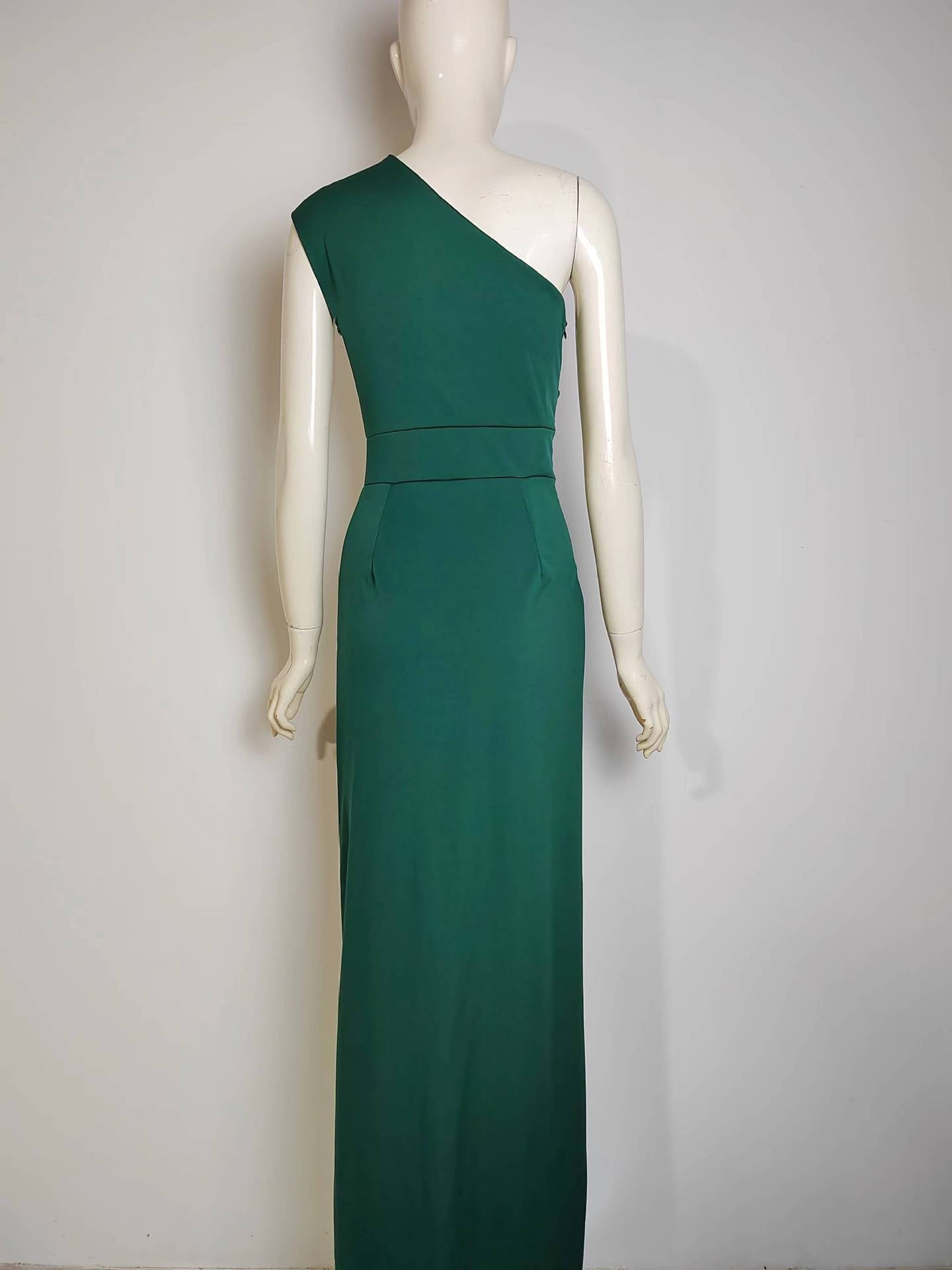 Women 's One Shoulder High Waist Front Slit Chic Dress 50