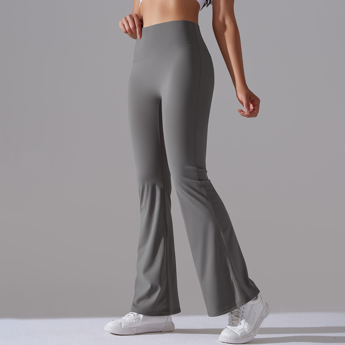 Women Solid Casual Sports Running Fitness Yoga Bell Bottom Pants 9