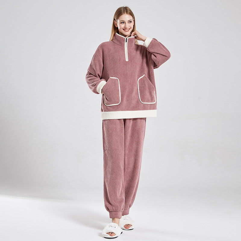 autumn and winter outdoor wear pullover couple home clothesvelvet pajamas for men and women