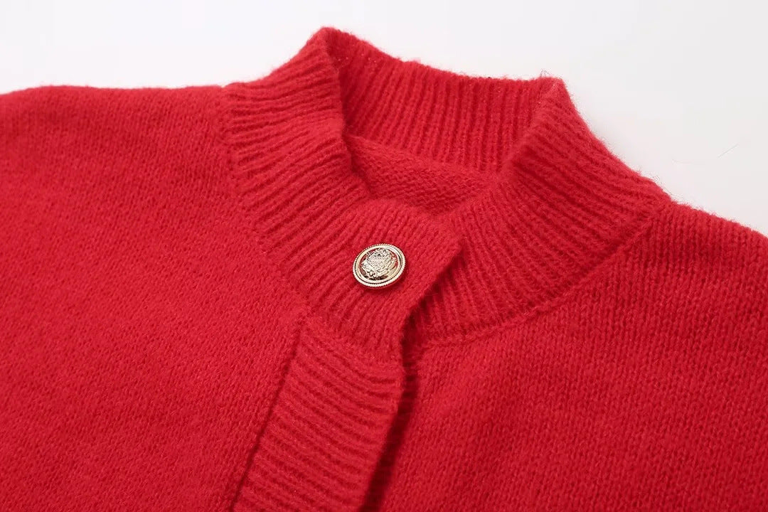 Women's Furry Patchwork Long Sleeve Button Knitting Cardigan 25