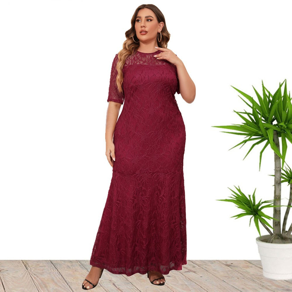 Plus Size Women's Lace Evening Dress Bridesmaid Dress 7