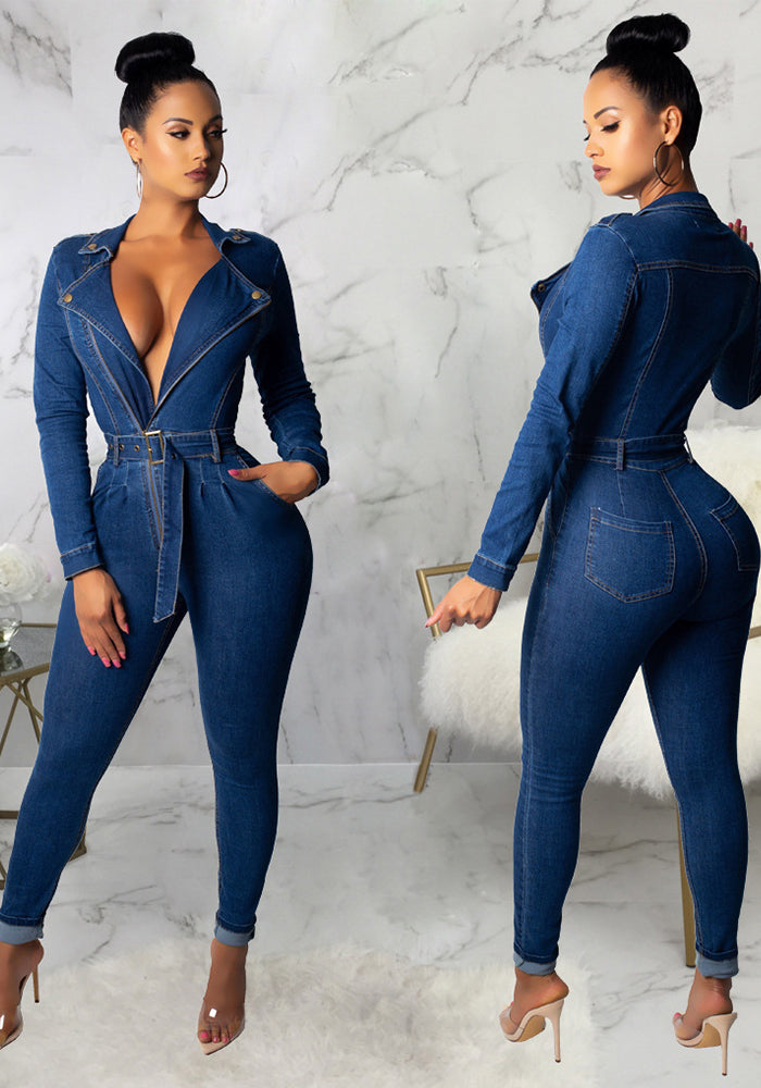 African Women Sexy Denim Jumpsuit