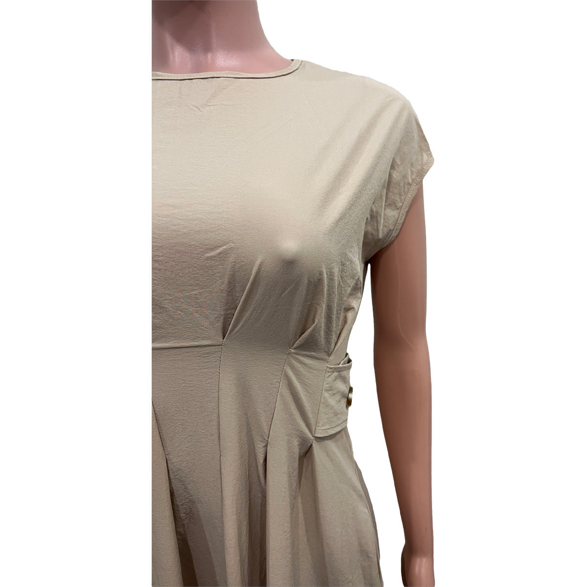 Women Solid Round Neck Loose Dress 13