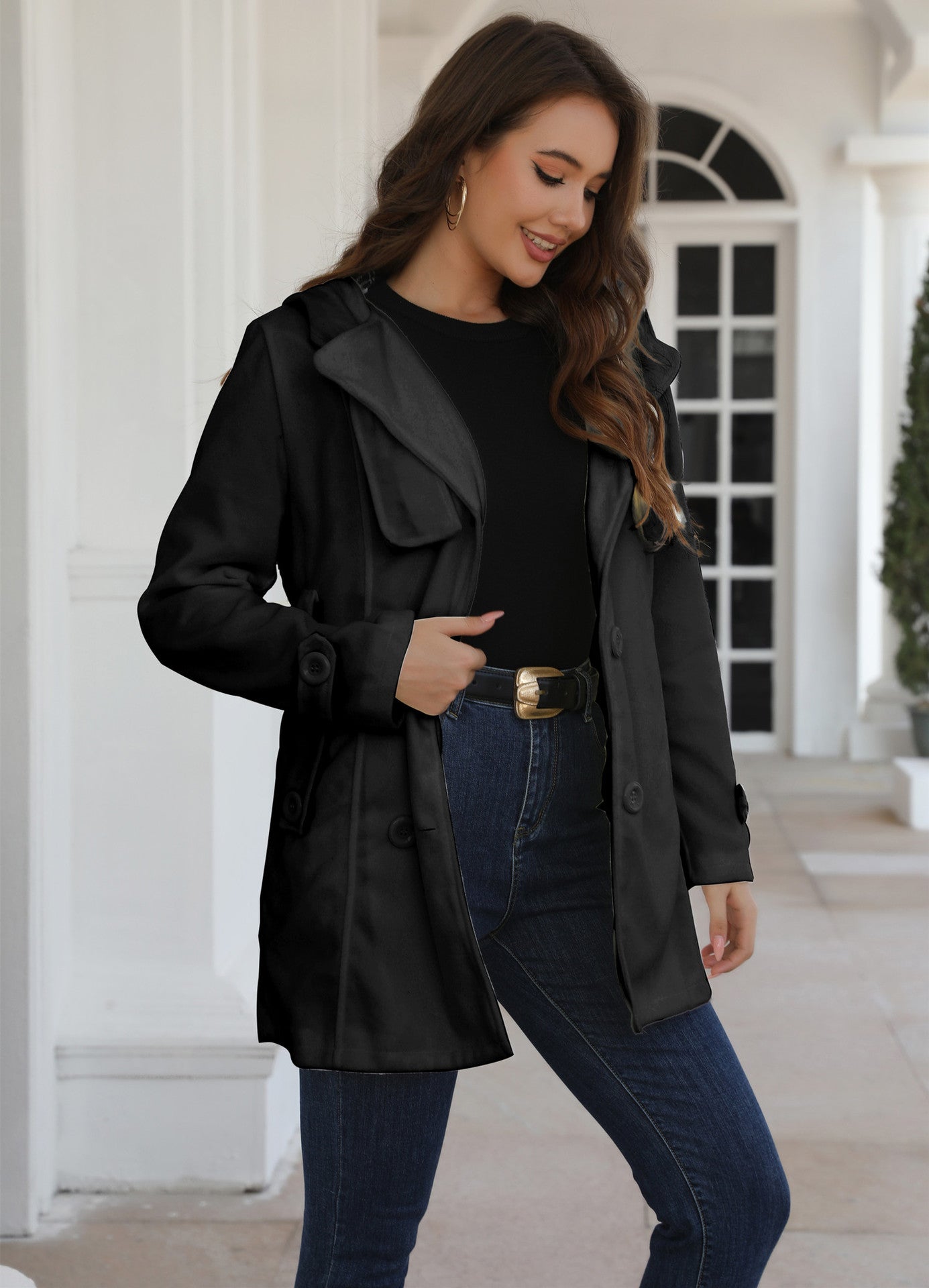 Women plaid hooded jacket 4