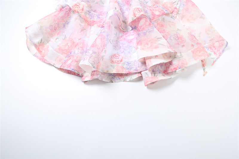 Women's Spring Printed Halter Neck Backless A-line Mini Dress 15