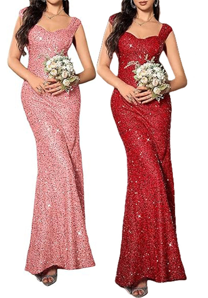 Women's Elegant Slim Strappy Solid Color Mermaid Long Dress