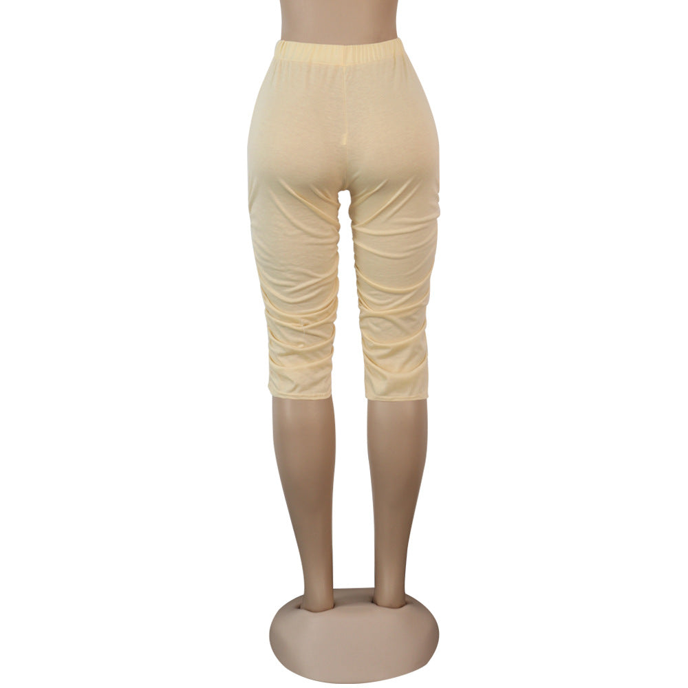 Women's Pockets Ruched Slim Fit Midi Pants 10