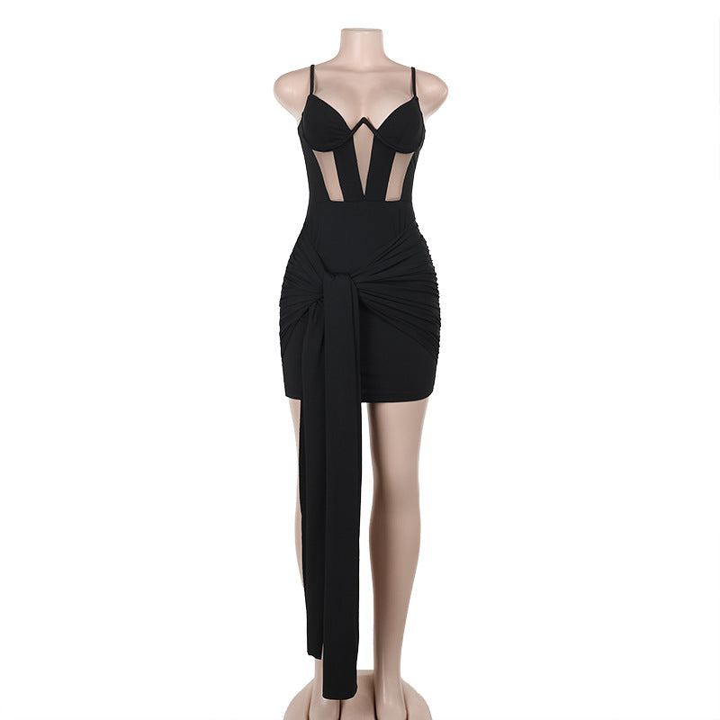 strap Hollow Sexy Women Black Short Bodycon Dress 7