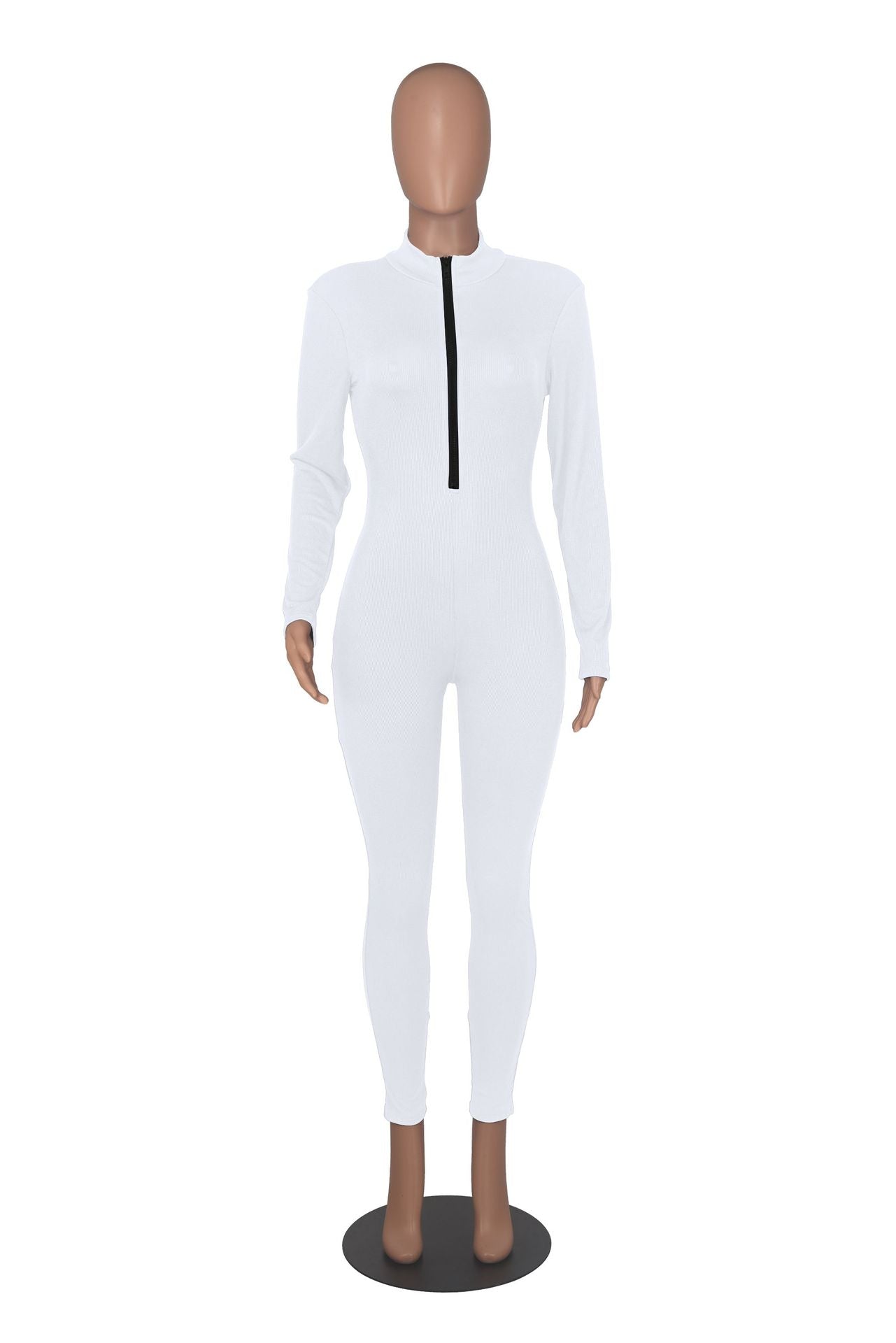 Women Fall Zip Long Sleeve Sports Jumpsuit 25