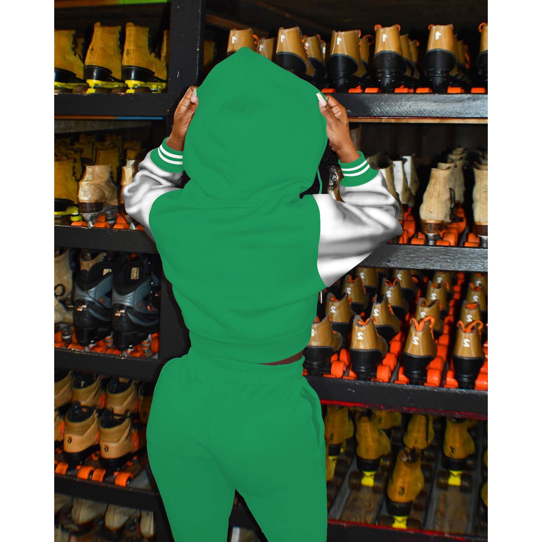 Women's Autumn And Winter Hoodies Hooded Zipper Long Sports Two Piece Tracksuit For Women 5