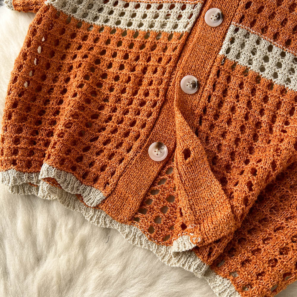 Spring/Summer Holidays Set for Women Turndown Collar Short-Sleeve Loose Top + Slit Skirt Two-Piece Set 16