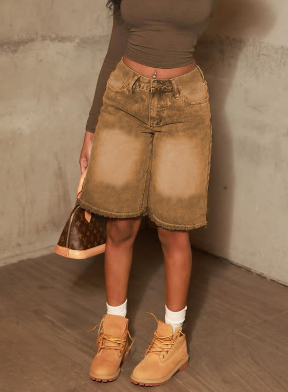 Women casual tassel Denim Shorts