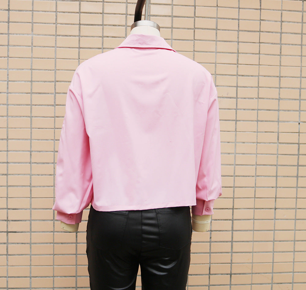 Spring Autumn Women's Fashion Solid Color Long Sleeve Chic Casual Shirt 11