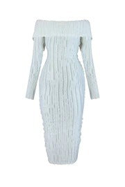 Fashionable And Elegant Off Shoulder Sexy Wave Pattern Long-Sleeved Dress 11