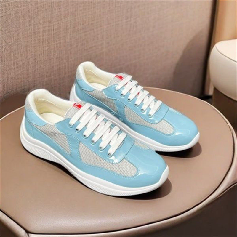 PUatent Leather Fashion Casual Sneakers Breathable White Classic Men's Shoes 34