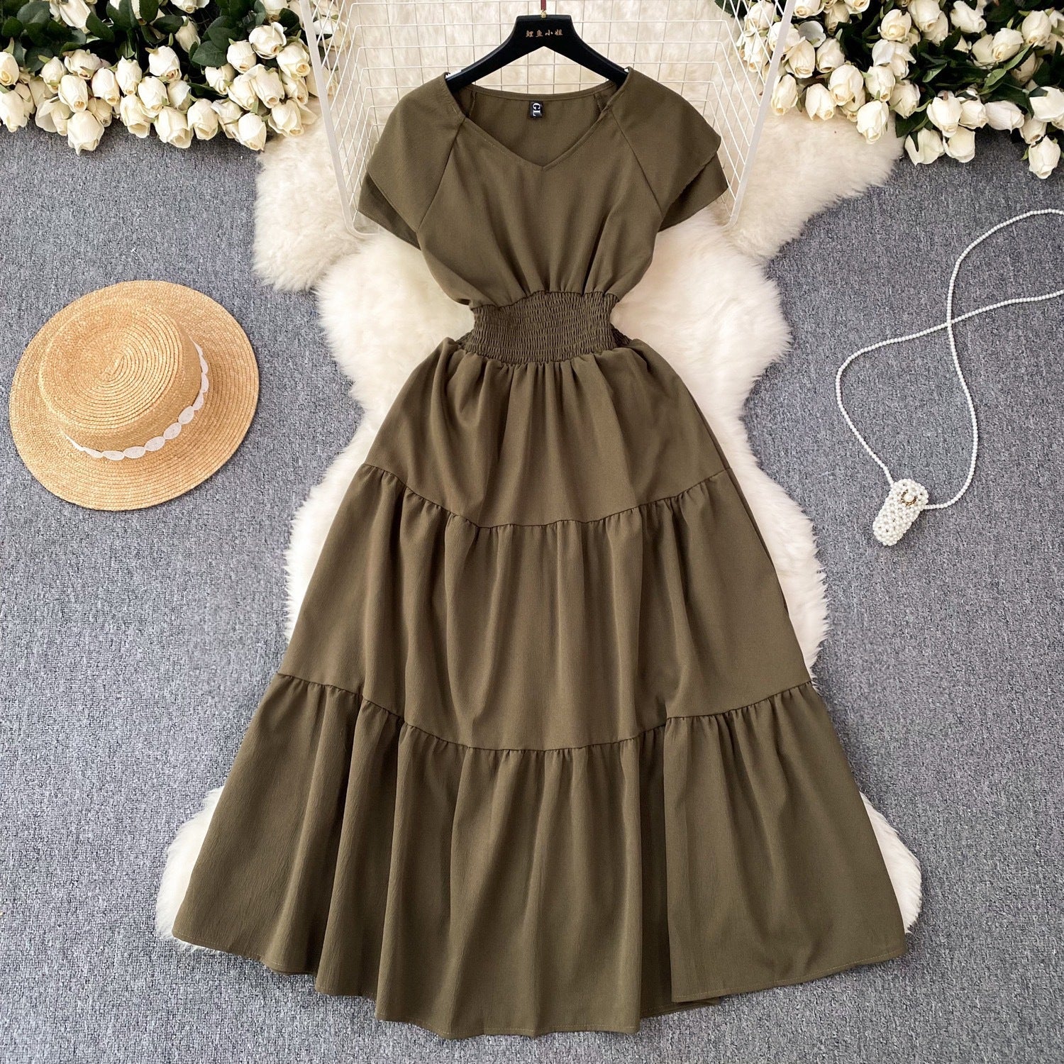 Women vintage pleated Long Dress 20