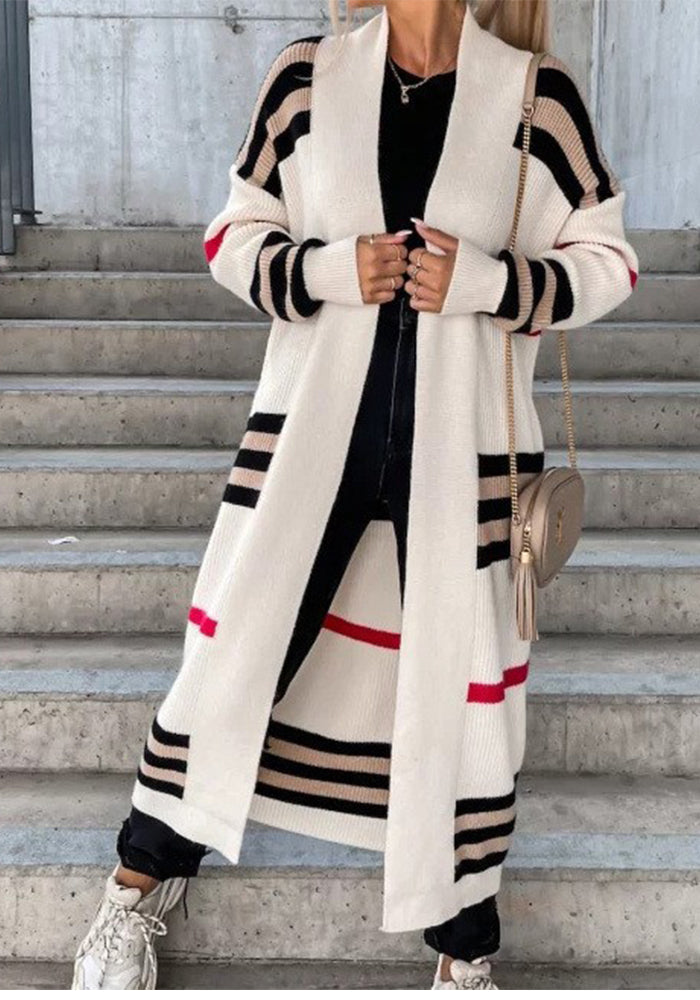 Long Striped Knitting Cardigan Loose Sweater Jacket