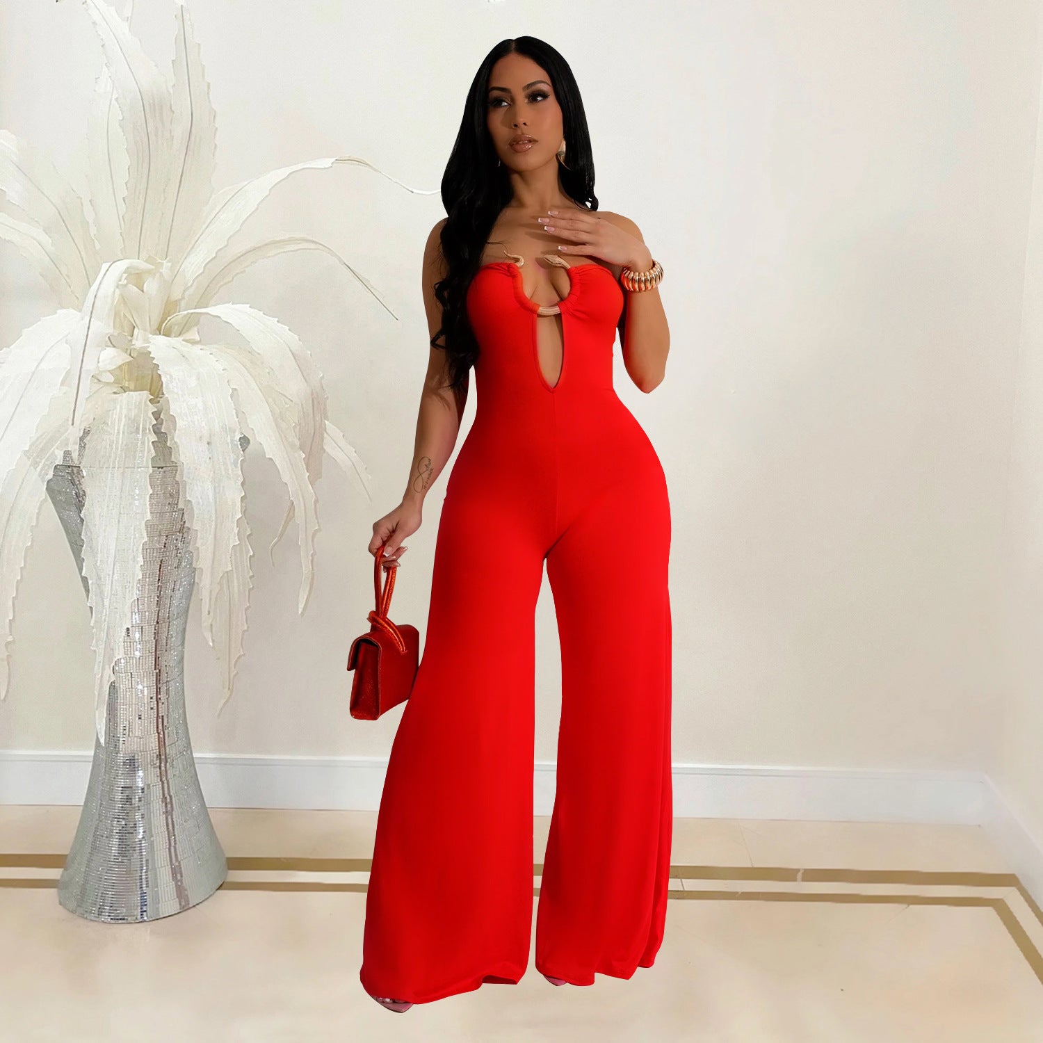 Women Solid off Shoulder Jumpsuit 19