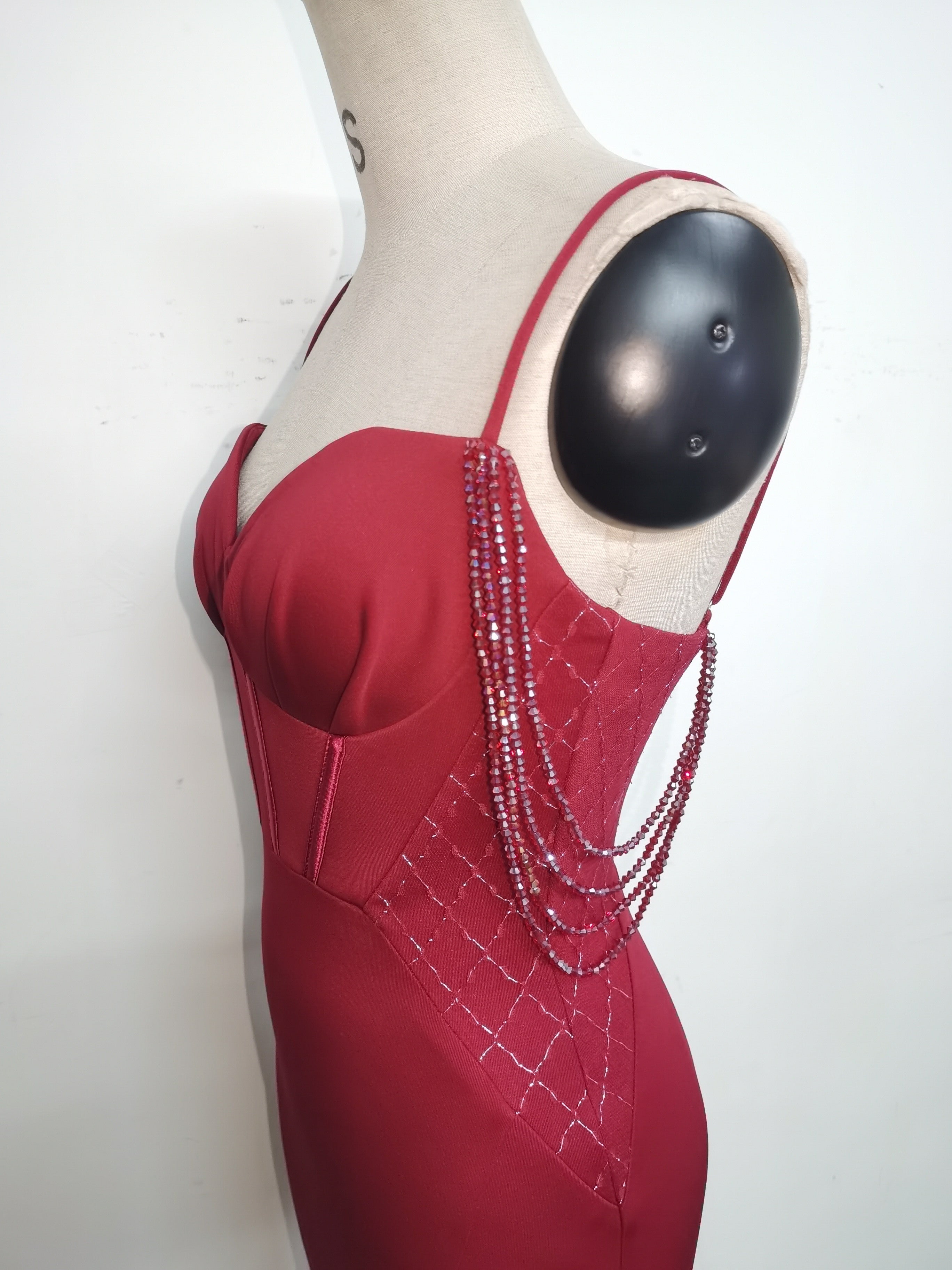 Women Fishbone Lace Sequin Wedding Fishtail Evening Dress 28