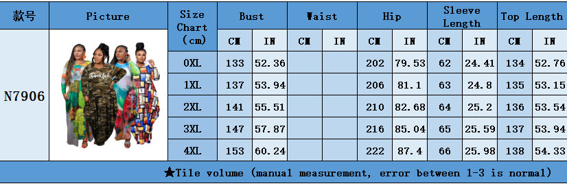 Women's Positioning Print Pockets Plus Size Loose Dress 11