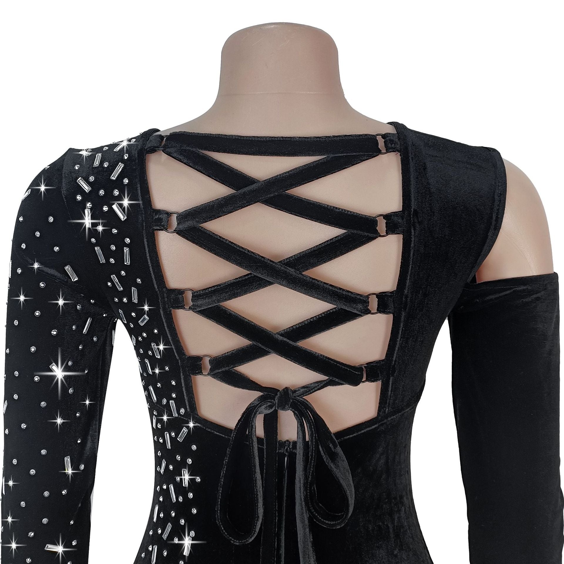 Fashion Women's Sexy Beaded Fringe Long-Sleeve Bodycon Dress 9