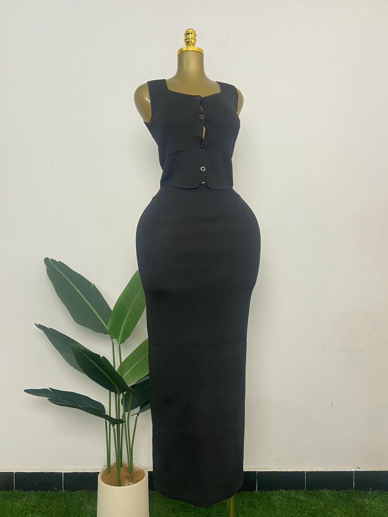 Women knitting Top and Skrit two-piece set 4