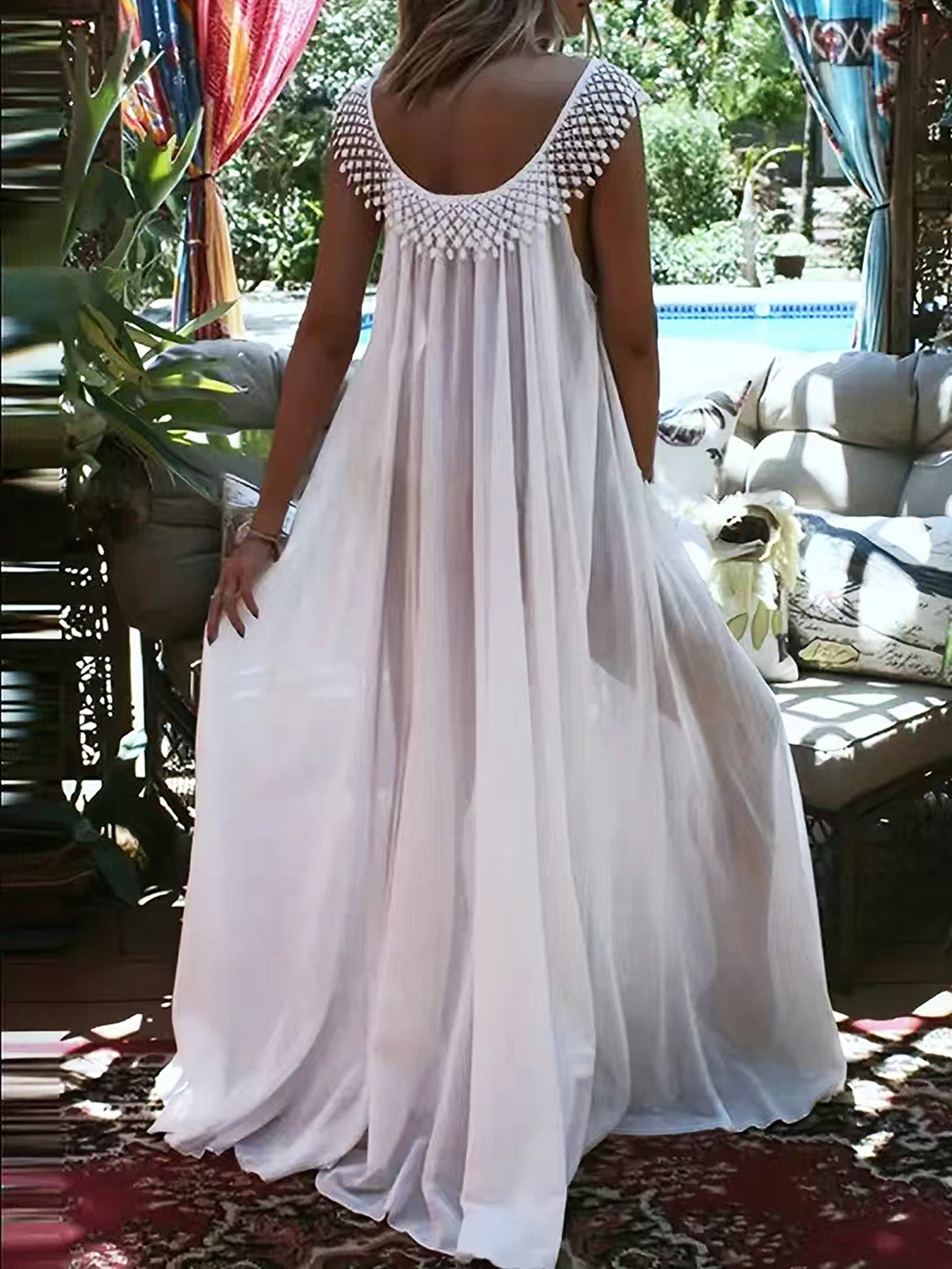 Summer Round Neck Sleeveless Loose Maxi Dress