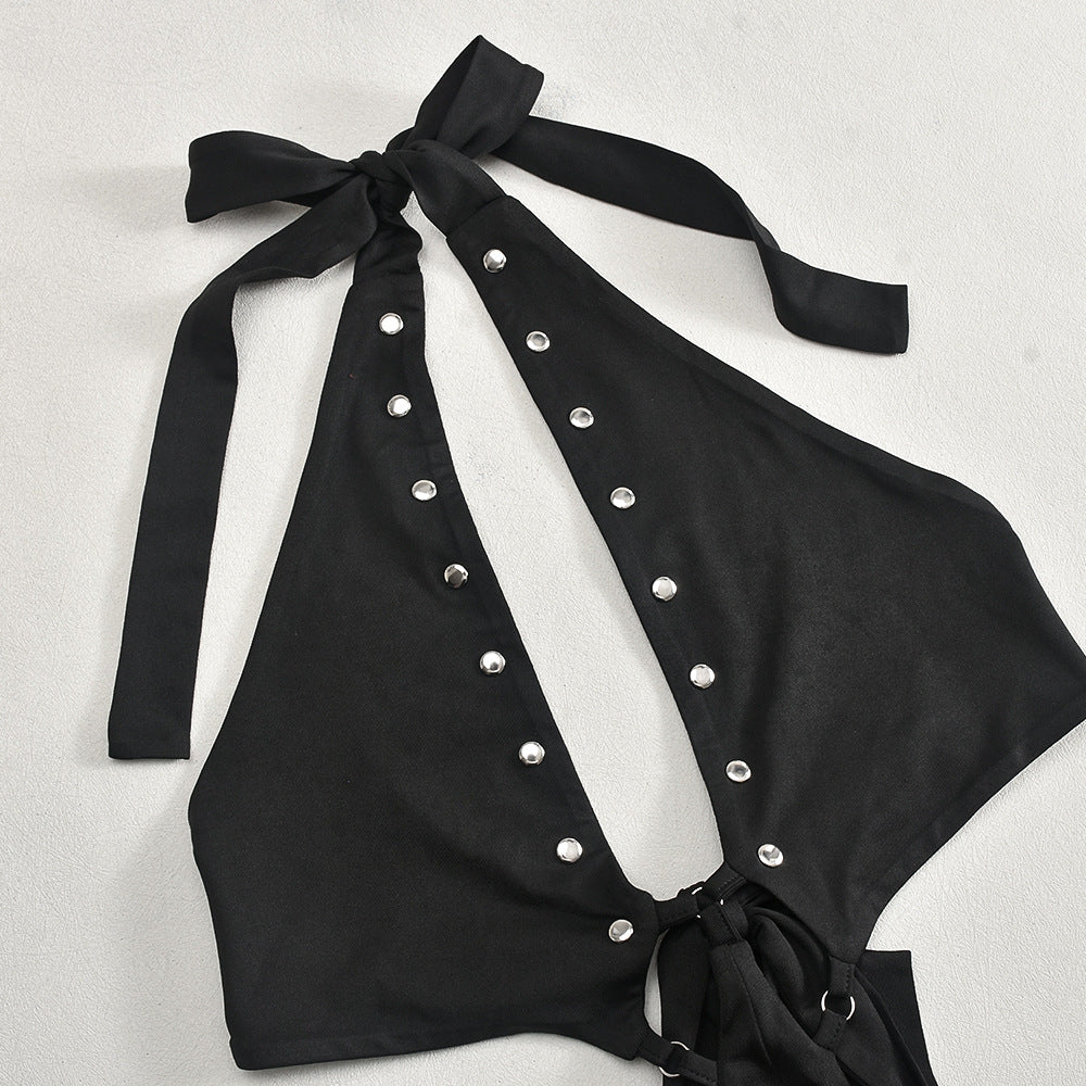 Women Sleeveless Lace Backless Bell Bottom Wide Leg Jumpsuit 10